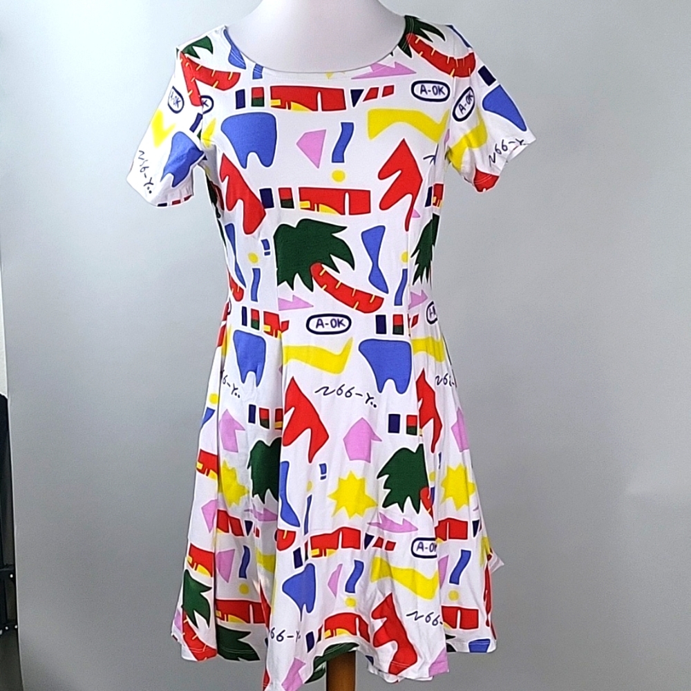 Nooworks A-OK print, Cha Cha princess seam dress, Size XXL